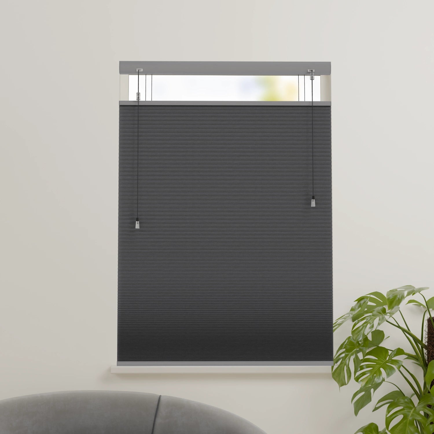 Plissegordijn op maat honinggraat - Verduisterend - Grijs