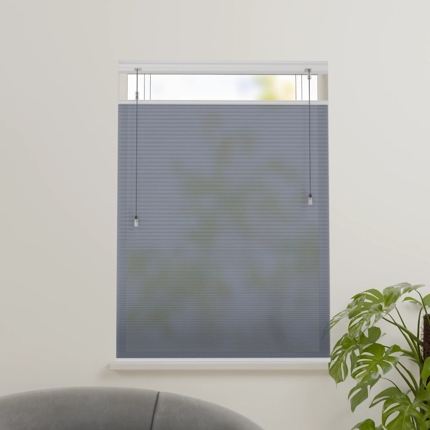 Plissegordijn op maat honinggraat - Semi-transparant - Grijsblauw