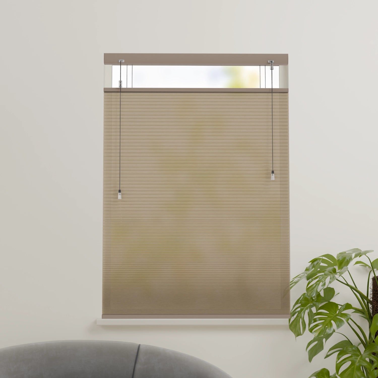 Plissegordijn op maat honinggraat - Semi-transparant - Bruin