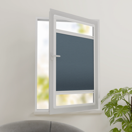 Easyclick Plissegordijn zonder boren | Verduisterend Blauw | Op maat