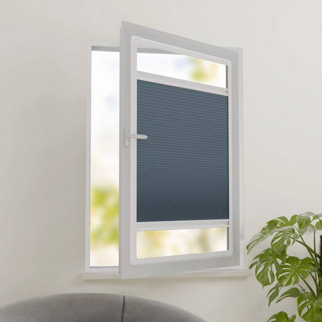 Easyclick Plissegordijn zonder boren | Verduisterend Blauw | Op maat