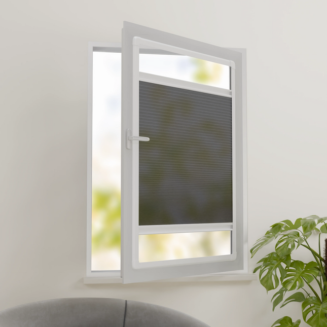 Easyclick Plissegordijn zonder boren | Lichtdoorlatend Donkergrijs | Op maat