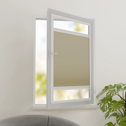 Easyclick Plissegordijn zonder boren | Verduisterend Lichtbruin | Op maat