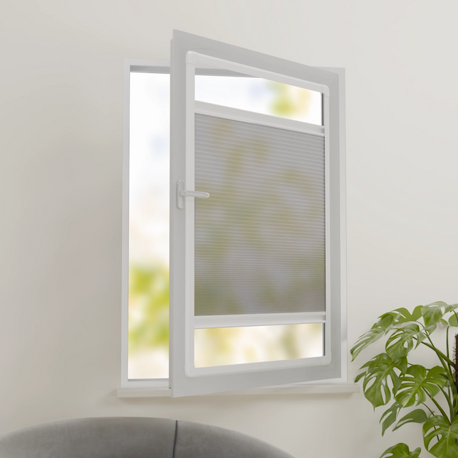 Easyclick Plissegordijn zonder boren | Lichtdoorlatend Lichtgrijs | Op maat