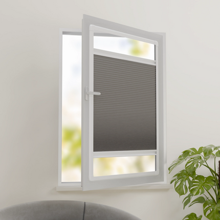 Easyclick Plissegordijn zonder boren | Verduisterend Lichtgrijs | Op maat