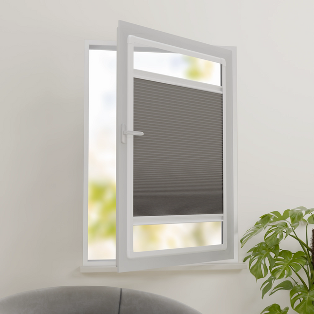 Easyclick Plissegordijn zonder boren | Verduisterend Lichtgrijs | Op maat