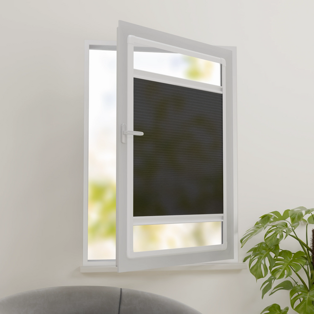 Easyclick Plissegordijn zonder boren | Lichtdoorlatend Zwart | Op maat