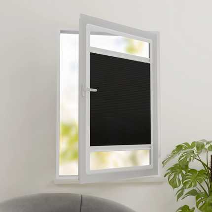 Easyclick Plissegordijn zonder boren | Verduisterend Zwart | Op maat