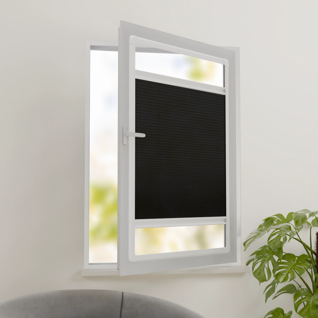 Easyclick Plissegordijn zonder boren | Verduisterend Zwart | Op maat