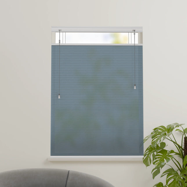 Plissegordijn op maat honinggraat - Semi-transparant - Blauw