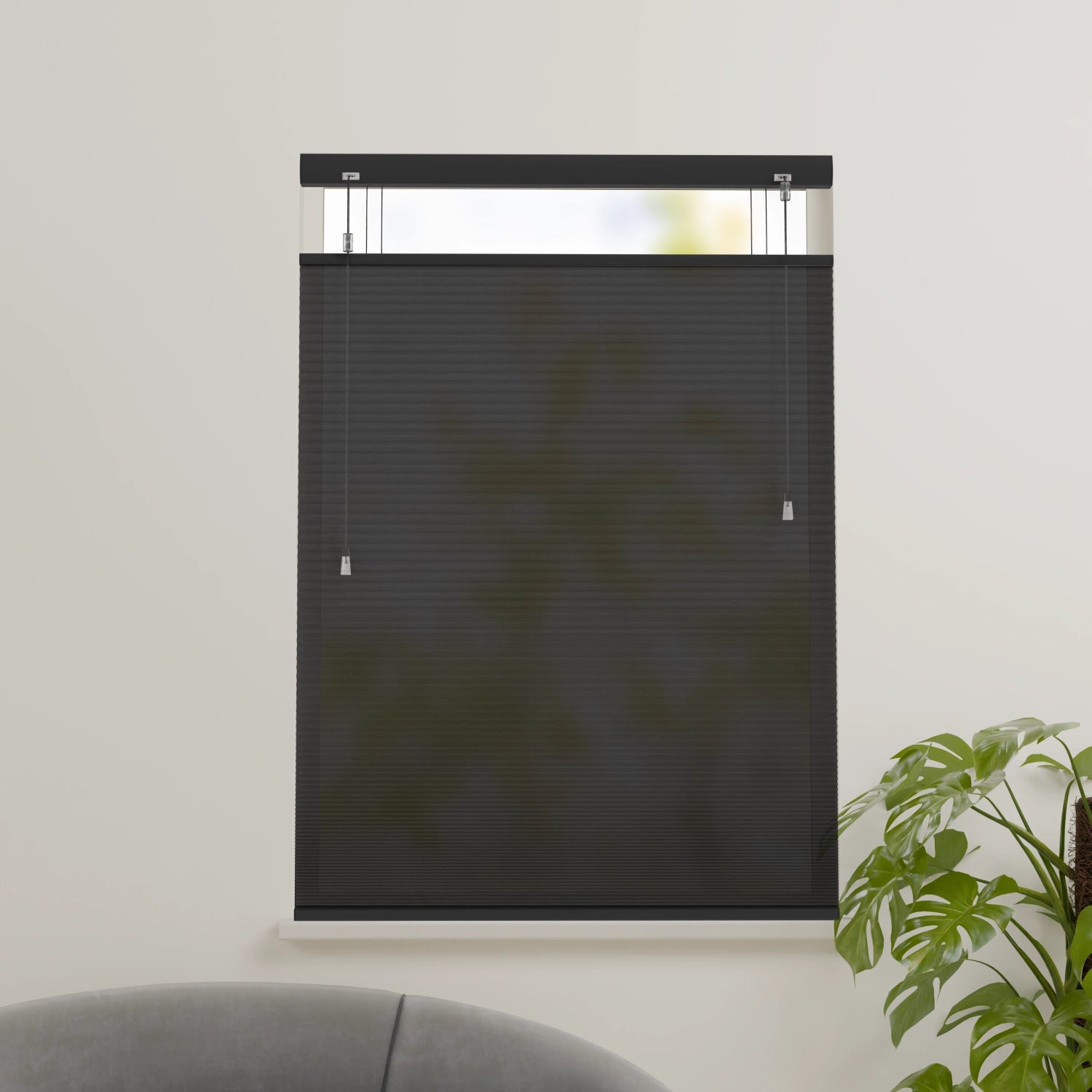 Plissegordijn op maat honinggraat - Semi-transparant - Zwart