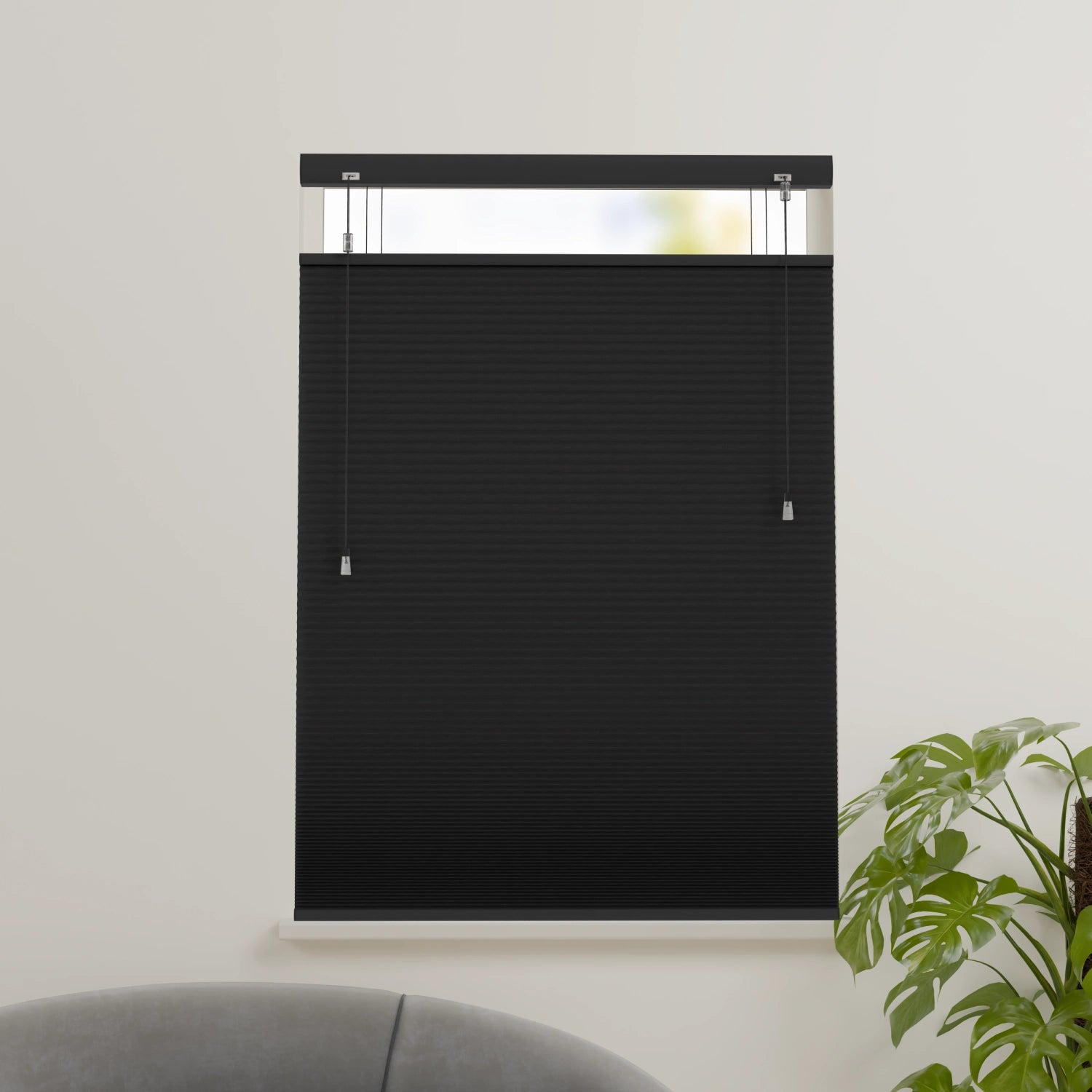 Plissegordijn op maat honinggraat - Verduisterend - Zwart