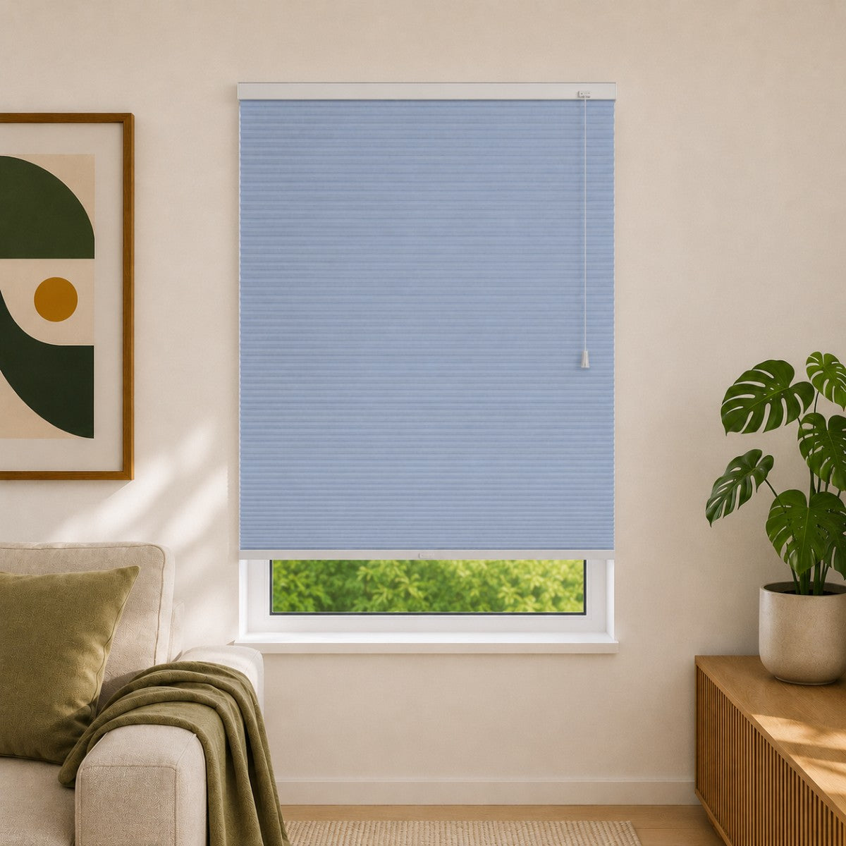 Plissegordijn op maat honinggraat - Turquoise Blauw