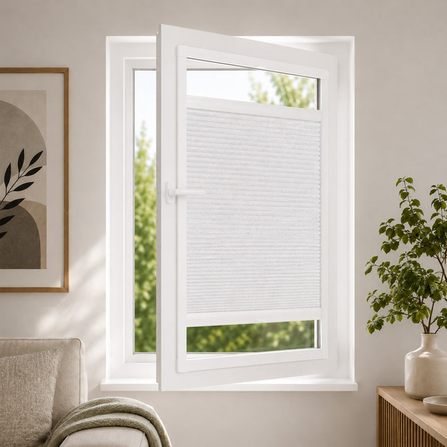 Plisse gordijn zonder boren - Magneet frame | Verduisterend Wit | Op maat